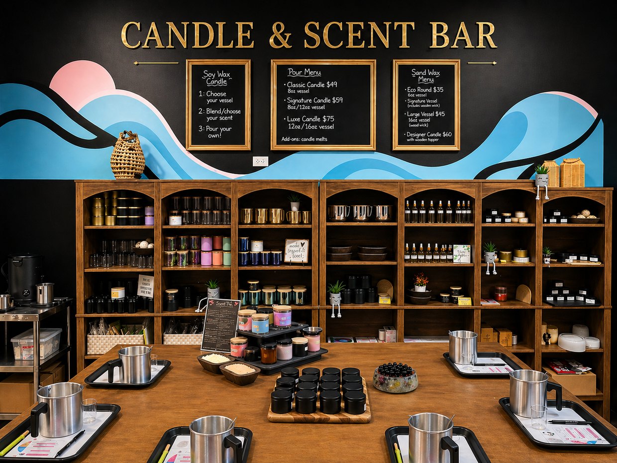 Founders Launch hero - Candle & Scent Bar wall